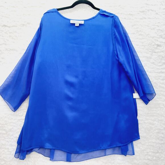 Blouse Kimono Caroline Rose Silk Rich Purple Elegant Luxury Minimalist Size M - Picture 14 of 16